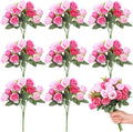 Zeyune 8 Pack 12 Inch Wedding Bouquets for Bride Bridesmaid Pink and Rose Red Artificial Rose Bouquet Fake Silk Roses Flowers Bunches Bulk for Home Office Garden Parties Decoration