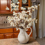 4 Pcs Artificial Cherry Blossom Flower Branches, Bulk Silk Faux Flowers Real Touch Bouquet for Home Wedding Party Centerpieces Spring Summer Decor, Vase Not Included (White)