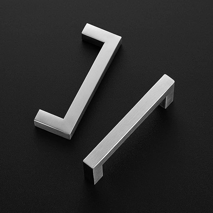 Ravinte 3 Pack Brushed Nickel Kitchen Cabinet Handles 3-3/4 Inch Cabinet Pulls Square Kitchen Hardware for Cabinet Drawer Pulls Drawer Handles Come with Screwdriver