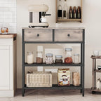HOOBRO 29.5" Narrow Console Table with 2 Fabric Drawers, Sofa Table, Small Entryway Table with 3-Tier Storage Shelves, Behind Couch Table, for Living Room, Hallway, Greige and Black BG72XG01