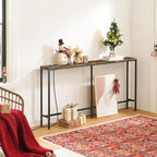 63" Console Table with Power Outlet, Narrow Sofa Industrial Entryway Behind Couch Table with USB Ports for Entryway, Hallway, Foyer, Living Room, Bedroom, Rustic Brown CTHR16E01Z
