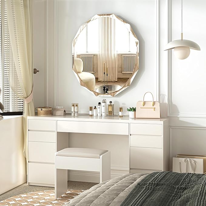 Silver Wall Mirror-Beveled Edge Frameless Mirror for Bathroom, Vanity, Bedroom, Rectangle Mirrors（24X30inch）