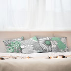 Ambesonne Floral Throw Pillow Cushion Case Pack of 4, Flower Petals Modern Color Palette Chamomile Peony Dahlia and Sunflower Print, Modern Accent Double-Sided Digital Printing, 24", Sea Green Grey