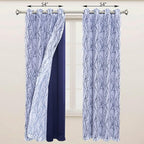 BONZER Mix and Match Curtains - 2 Pieces Branch Print Sheer Curtains and 2 Pieces Blackout Curtains for Bedroom Living Room Grommet Window Drapes, 54x95 Inch/Panel, Indigo, Set of 4 Panels