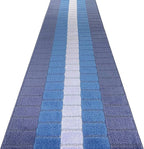 Custom Size Coastal Nautical Style Runner Rug Carpet for Hallway Entryway, Slip Resistant Latex Rubber Backed, 31 inch Wide X Customized Length, Squares Blue, 31 inch X 7 feet