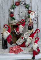 Boston International Christmas Tabletop Gnome Figurine, 12 x 9-Inches, Santa Elf Bottle Holder