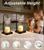 Candle Warmer Lamp, Candle Lamp Wax Warmer Heating, Timer & Dimmer 7-Levels, Fits Cup Jar Candle, Top Melting, Crystal Heater Lamp for Scented Wax, Elegant Home Decor, Black Glass