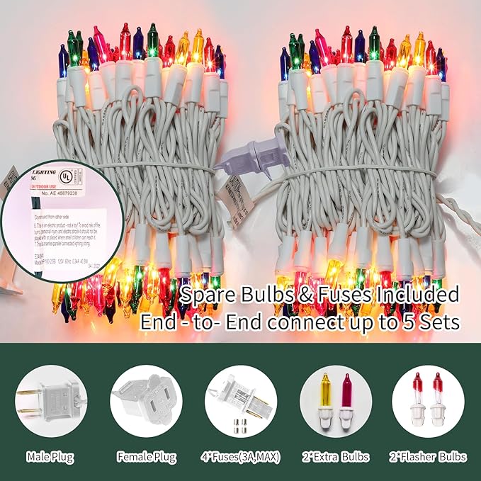 LAMPHOME Easter String Lights, 20FT 100 Count Incandescent Connectable Mini String Lights, Waterproof Easter Decorations for Indoor Outdoor Patio Party Home Garden Yard Decor
