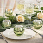 LAMORGIFT 24 Pcs Green Candle Holders - Mercury Glass Tealight Candle Holders for Spring Wedding, Birthday, Dinner Party Table Decor, Guest Favors