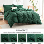 HYMOKEGE Emerald Green California King Comforter Set Seersucker 7 Pieces, All Season Luxury Bed in a Bag for Bedroom, Bedding Set with Comforter, Sheets, Pillowcases & Shams