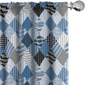 Ambesonne Geometric Window Curtains, Geometrical Diamond Shaped Lines with Various Nostalgic Fashioned Old Pattern, Decorative Panels Set of 2 with Rod Pocket, Pair of - 28" x 84", Black Blue
