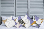 Ambesonne Minimal Throw Pillow Cushion Case Pack of 4, Modern Line Art Woman Portrait with Contemporary Leafy Geometric Details, Modern Accent Double-Sided Digital Printing, 16", Tan Amber Lavender