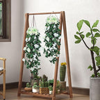 RECUTMS Artificial Plants Hanging 2Pieces 3.3Ft Rose Plant Flowers Vines Wedding Home Office Arch Arrangement Decoration (White)