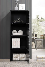HODEDAH IMPORT 4-Shelf Bookcase Cabinet, Black