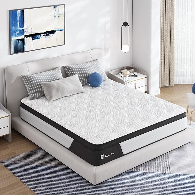Avenco Full 12 Inch Hybrid Mattress - Medium Firm, CertiPUR-US Foam, Pressure Relief, Motion Isolation, Breathable Fabric