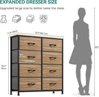 YITAHOME Dresser with 8 Drawers - Fabric Storage Tower, Organizer Unit for Living Room, Hallway, Closets - Sturdy Steel Frame, Wooden Top & Easy Pull Fabric Bins, Burlywood Grain