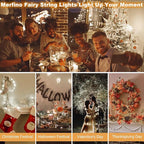 50 Pack Fairy Lights Battery Operated - 3 Speed Modes, 7Ft 20 LED String Twinkle Lights, Waterproof Copper Wire, Mini Firefly Light for Mason Jars Vases Christmas Decor, White