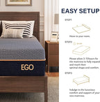 EGOHOME 12 Inch Full Mattress, Copper Gel Cooling Memory Foam Mattress for Back Pain Relief,Therapeutic Double Mattress Bed in a Box, Made in USA, CertiPUR-US Certified, 54x75x12 Black