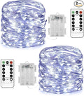 Homemory 2 Pack 20 Ft 60 LED Fairy Lights Battery Operated String Lights with Remote Waterproof 8 Modes Firefly Twinkle Christmas Lights for Christma Tree Wreath Decorations(Cool White)