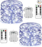 Homemory 2 Pack 20 Ft 60 LED Fairy Lights Battery Operated String Lights with Remote Waterproof 8 Modes Firefly Twinkle Christmas Lights for Christma Tree Wreath Decorations(Cool White)