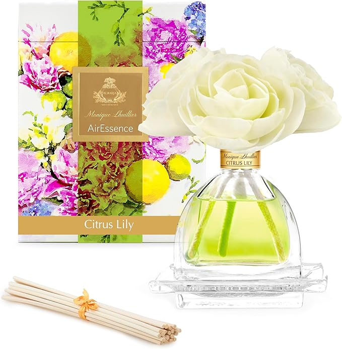 AGRARIA AirEssence Flower and Reed Diffuser Set, Handmade Sola Flower Botanical Home Fragrance Set, Scented Oil Reed Diffuser Gift for All Occasions