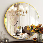 HARRITPURE Round Mirror 19.6 Gold Wall Mounted Circle Mirrors Vanity Mirror with Brushed Aluminum Alloy Frame Modern Decoration for Bathroom, Living Room, Vanity, Bedroom, Entryway