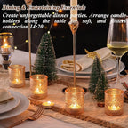40Pcs Glass Votive Candle Holders, Gold Tea Light Candle Holders Vintage Tealight Candle Holder Bulk for Autumn, Thanksgiving Table Centerpieces, Christmas Decor (Gold)