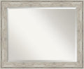 Amanti Art Silver Bathroom Mirror for Over Sink, 27x33 Crackled Metallic Rectangle Vanity Mirror, Large Country Rustic Frame, Hangs Horizonally and Vertically, Bathroom Wall Decor, Beveled Edge