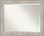 Amanti Art Silver Bathroom Mirror for Over Sink, 27x33 Crackled Metallic Rectangle Vanity Mirror, Large Country Rustic Frame, Hangs Horizonally and Vertically, Bathroom Wall Decor, Beveled Edge