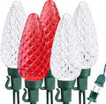 Brizled Red & White Christmas Lights, 66ft 100 LED C9 Faceted Christmas Lights, Connectable Outdoor Strawberry String Light, 120V UL Certified Indoor Xmas Light for Tree House Garden Party & Holiday
