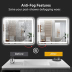 LED Bathroom Mirror 48"x 30" with Front and Backlight, Anti-Fog, Lighted Bathroom Vanity Mirror for Wall, Dimmable, Shatter-Proof, Rounded Rectangle Mirror Tempered Glass(Horizontal/Vertical)