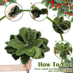 8 Pcs Large Christmas Flower Magnolia Flowers Christmas Tree Decoration Artificial Poinsettia Stems Velvet Xmas Ornaments for Xmas Tree Table Decor (Forest Green,12 Inch)