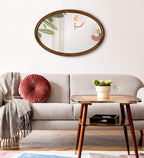 Kate and Laurel Pao Traditional Oval Wood Framed Wall Mirror, 24 x 36, Walnut Brown, Decorative Mirror for Wall