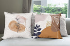 Ambesonne Minimal Throw Pillow Cushion Case Pack of 4, Modern Line Art Plants Leaves Branches with Abstract Watercolor Details, Modern Accent Double-Sided Digital Printing, 24", Rose Umber and Indigo
