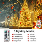 50FT 1000 LED Cluster Christmas Lights, Christmas Tree Lights Outdoor Indoor with 8 Modes & Timer & Remote, Firecrackers String Lights Waterproof for Garland Party Xmas Decorations, Warm White