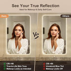 36''x24'' Lighted Mirrors for Bathroom Wall Backlit Rectangular Rounded Corners, LED Bathroom Mirror Frameless with Lights Anti Fog, Dimmable, 3 Colors,Tempered Glass, Shatter-Proof (Color 2)