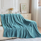 NEWCOSPLAY Super Soft Throw Blanket Dark Blue Premium Silky Flannel Fleece Leaves Pattern Lightweight Bed Blanket All Season Use (Dark Blue, Throw(50"x60"))