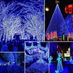 Solar String Lights Outdoor, 2-Pack Total 80FT 200 LED Solar Christmas Twinkle Lights Outside Waterproof Copper Wire 8 Modes Solar Fairy Lights for Garden Tree Party Birthday Christmas Decor (Blue)