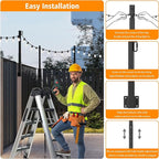 6 Pack 2.8Ft Suspension Outdoor String Light Poles for Outside String Lights Hanging,with Clip and Holder,Light Post Mounting Stand for Patio Fence Wall Garden Backyard Deck