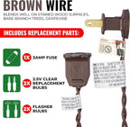 612 Vermont 100 Clear Mini Christmas String Lights on Brown Wire Cord, UL Approved for Indoor/Outdoor Use, 18 Foot of Lighted Length, 20 Foot of Total Length