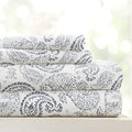 Linen Market 4 Piece King Sheet Set - Breathable, Double-Brushed Patterned Cooling Sheets – Oeko-TEX Certified Ultra Soft & Wrinkle-Free 16" Deep-Pocket King Sheets - Easy Care Coarse Paisley Navy