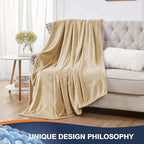 Walensee Fleece Blanket Plush Throw Fuzzy Lightweight (Throw Size 50x60 Tan Camel/Taupe) Super Soft Microfiber Flannel Blankets for Couch, Bed, Sofa Ultra Luxurious Warm and Cozy for All Seasons