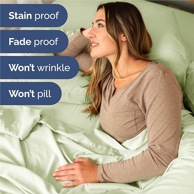 Twin XL 4 Piece Sheet Set - Comfy Breathable & Cooling - Ultra Soft Hotel Luxury Bedding Set w/ 8-16 Inch Deep Pockets - 1 Flat & 1 Fitted Sheet & 2 Pillowcases - Wrinkle Free & Easy Care - Light Sage