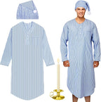 Toulite 4 Pcs Men's Pajama Set Includes Men's Nightshirt Night Sleeping Cap Candle Holder and Candle for Halloween Christmas(2x-large)