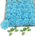 Artificial Rose Flowers 25pcs, Peacock Blue Foam Fake Rose Faux Flower for Wedding Bouquets Bridal Shower Centerpieces Floral Arrangements Home Decorations Party Backdrops Table