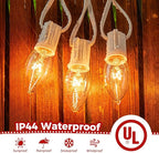 25 Feet C9 Bulb String Lights Outdoor White Christmas Lights for Outdoor Patio Room Christmas Party Backyard Decoration,Warm White, Clear Glass