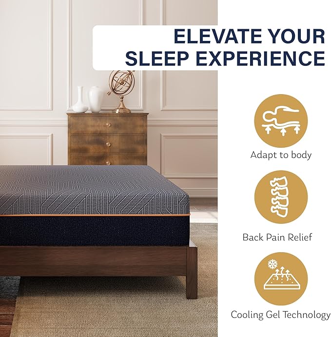 EGOHOME 12 Inch Full Mattress, Copper Gel Cooling Memory Foam Mattress for Back Pain Relief,Therapeutic Double Mattress Bed in a Box, Made in USA, CertiPUR-US Certified, 54x75x12 Black