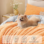 BEDELITE Fleece California King Comforter Set -Super Soft & Warm Fluffy Coral Bedding, Luxury Fuzzy Heavy Bed Set for Winter with 2 Pillow Cases