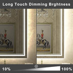36''x36'' Lighted Mirrors for Bathroom Wall Backlit + Front Lit, Rectangular LED Bathroom Mirror Frameless with Lights Anti Fog, Dimmable, 3 Colors,Tempered Glass, Shatter-Proof