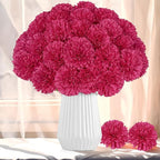 36 Pcs Artificial Chrysanthemums Flowers Hot Pink Flowers Fake Mums Silk Flowers for Christmas Wedding Floral Table Centerpiece Home Decor
